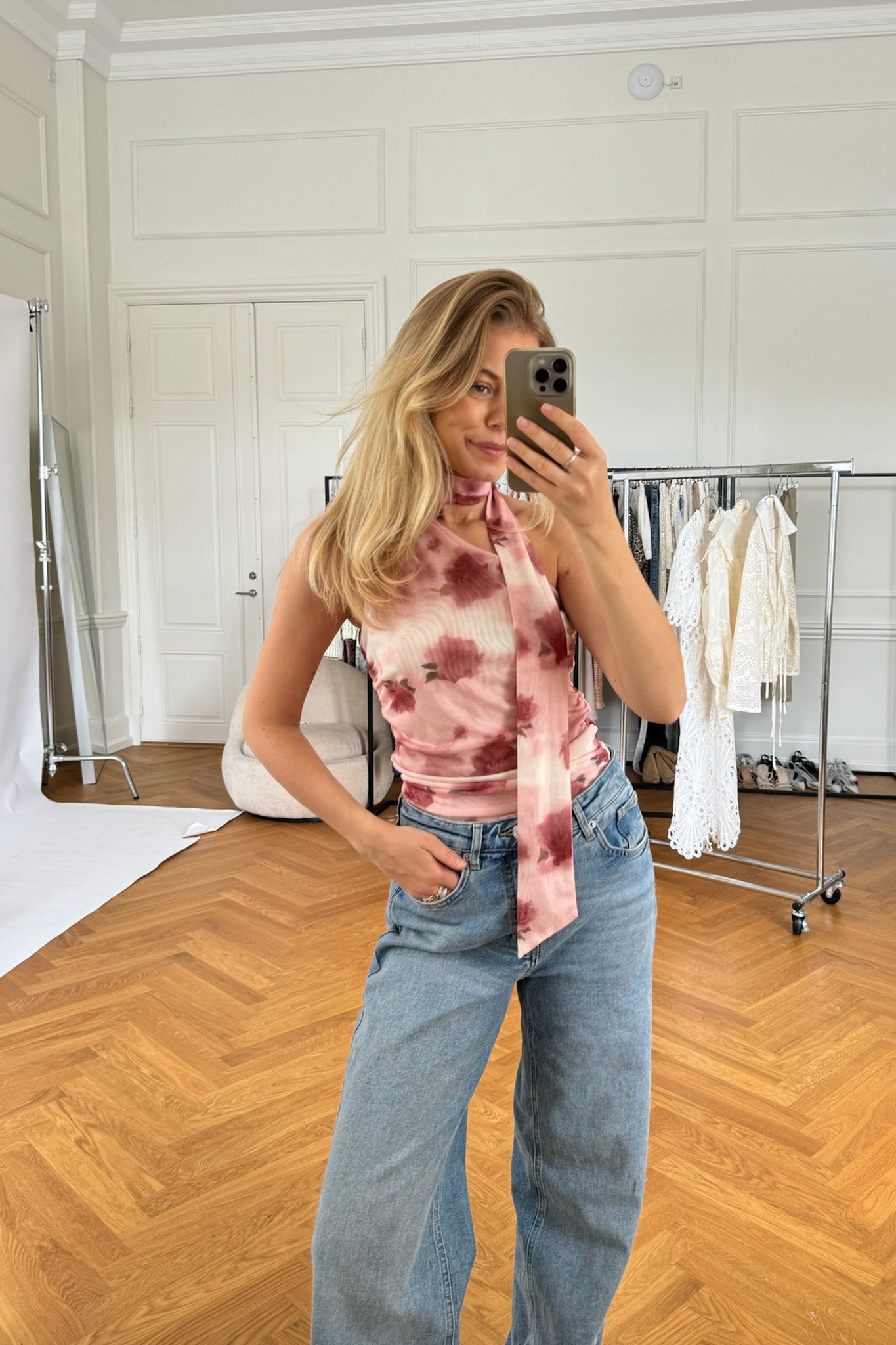 Ellie Mesh Top Rose Print