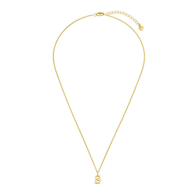 LUXE S Initial Necklace Gold