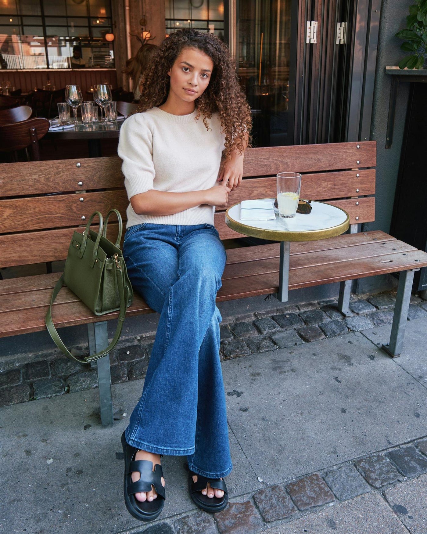 Martha Bow Knit Tee Ivory