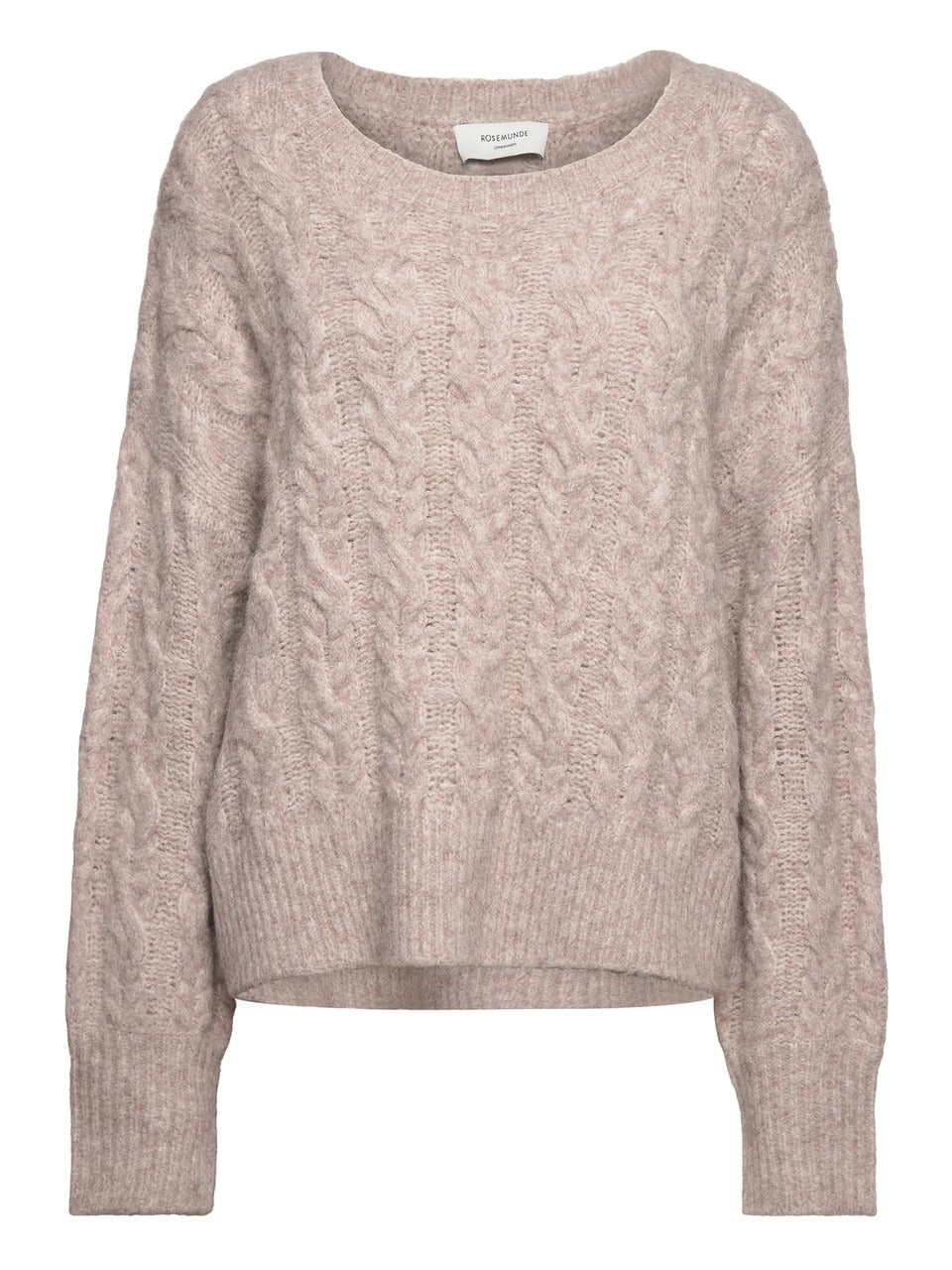 Cable knit O-neck Light brown melange