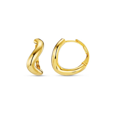 Round Wave Chunky Hoop Earrings Gold