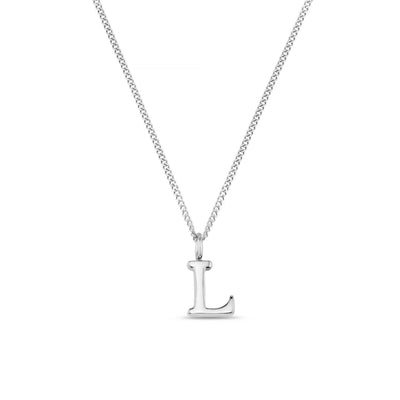 LUXE L Initial Necklace Silver