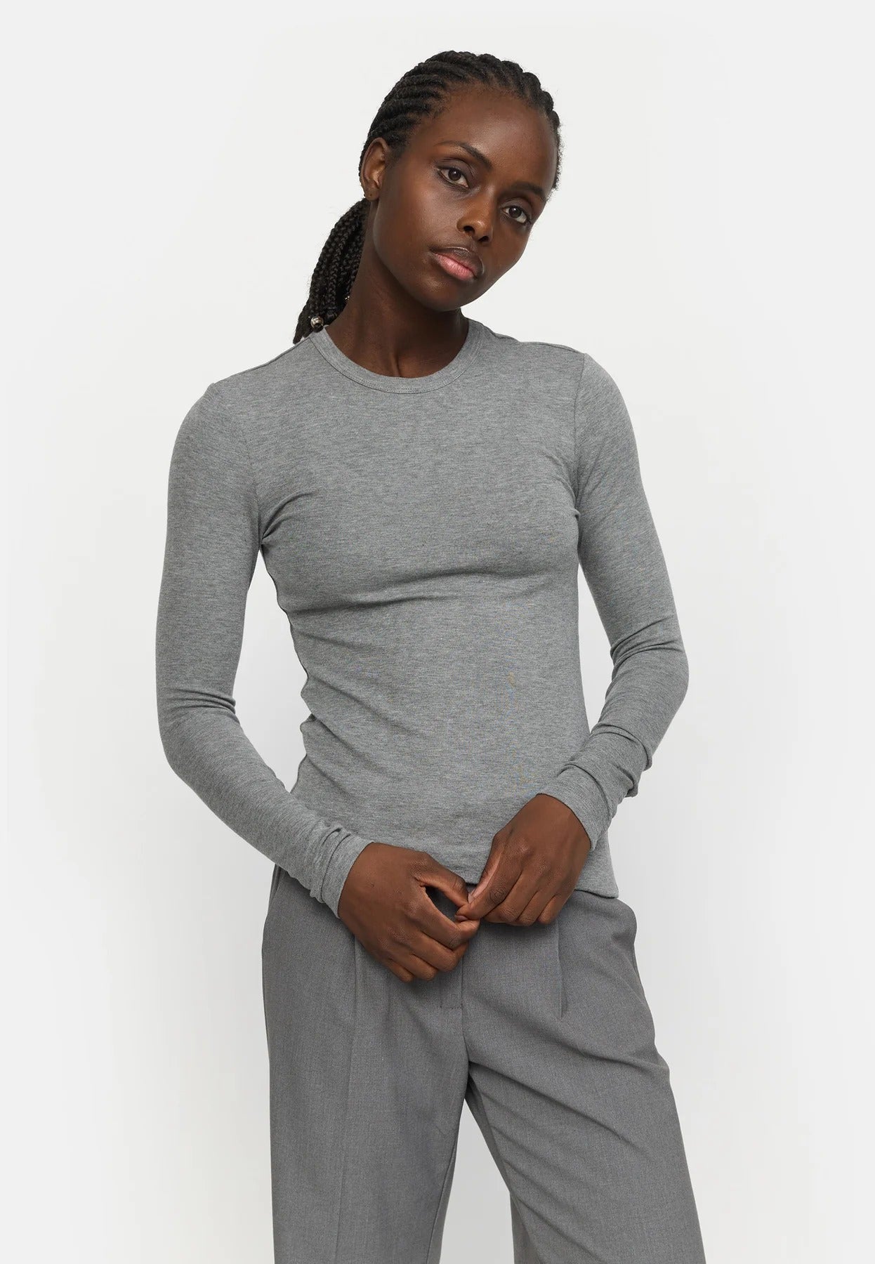 Roman O-neck Medium Grey Melange