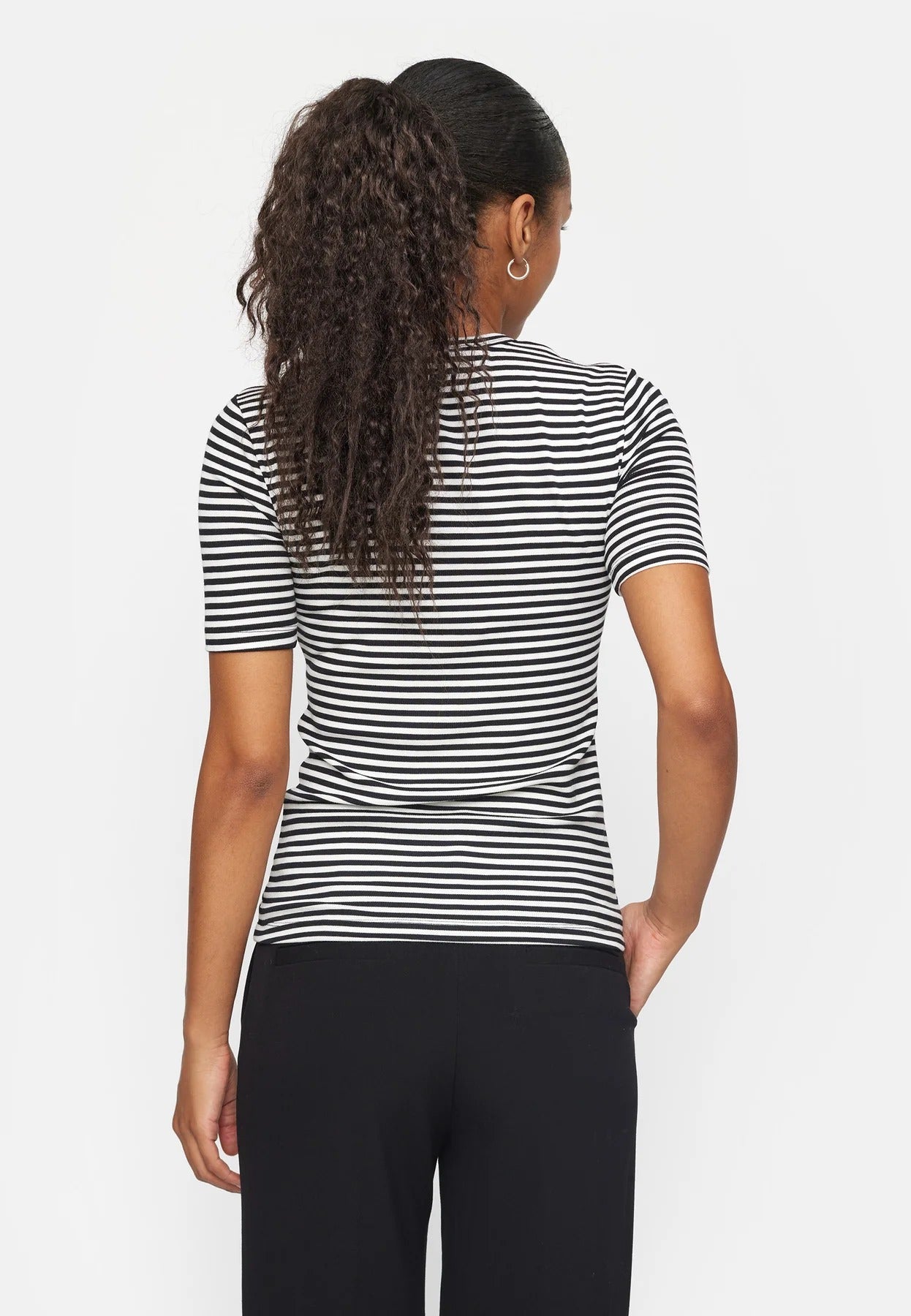 Fenja Stripe Top Black