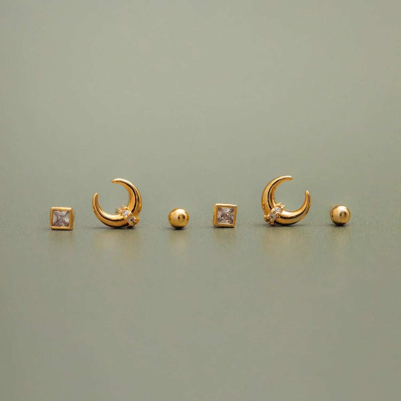 Pave Crescent Stud 6 Pack Ear Party