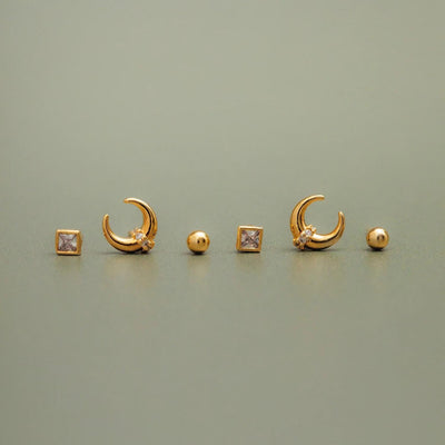 Pave Crescent Stud 6 Pack Ear Party