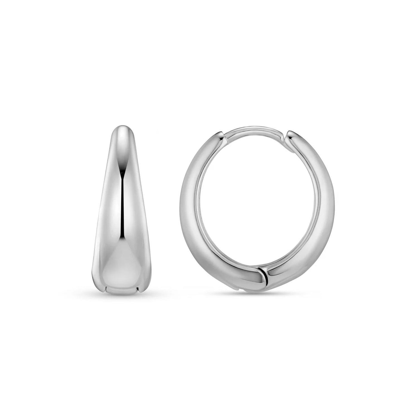 Tapered Hoop Earrings Silver