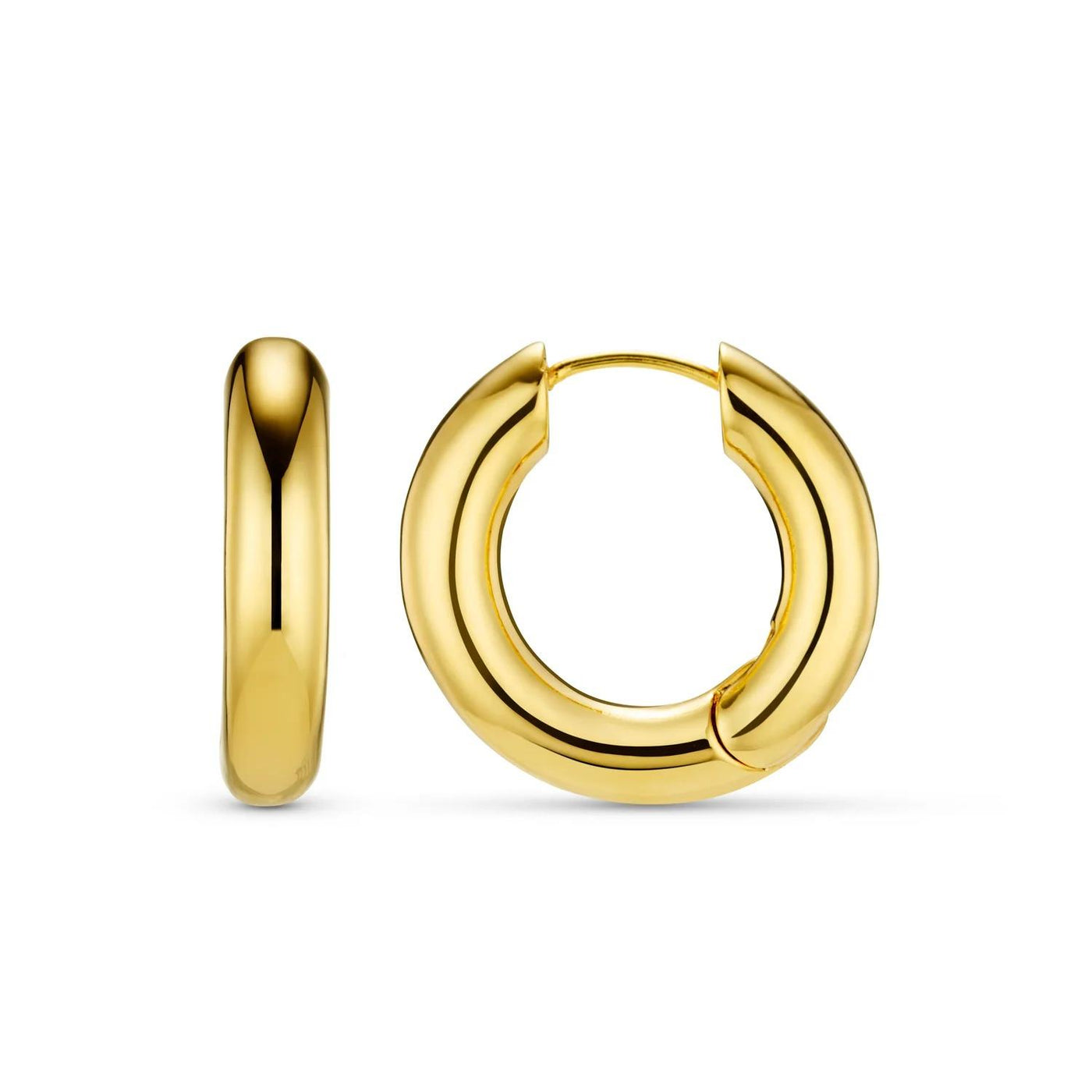 Polished Chubby Mid-Sized Hoop Earrings Gold