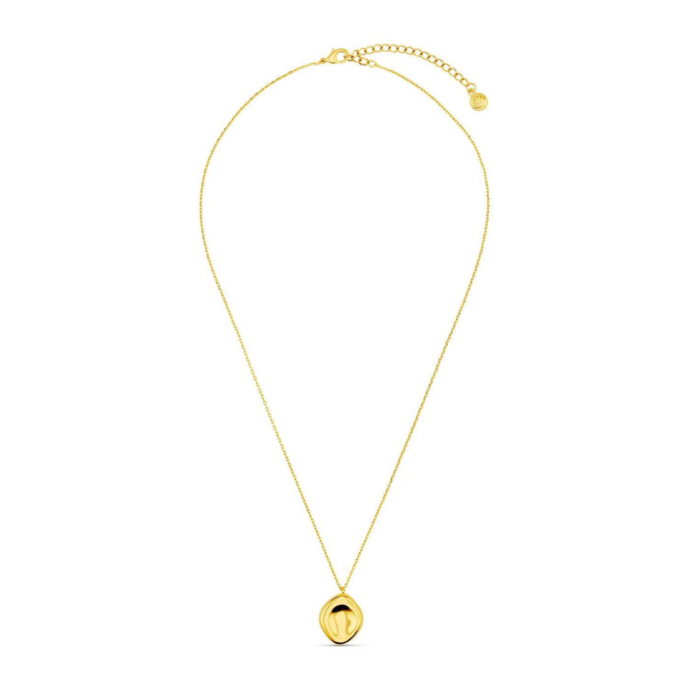 Polished Organic Oval Charm Necklace Gold