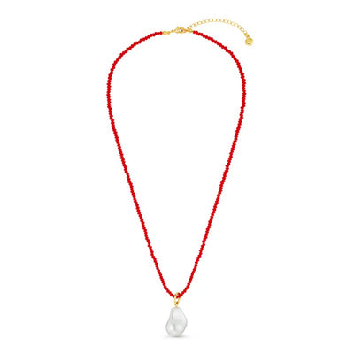 Faceted Bead & Jumbo Pearl Necklace