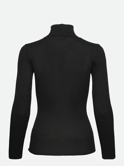 Turtleneck silk blouse Black