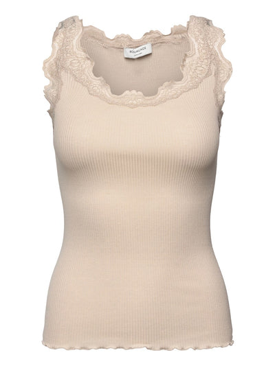 Babette Silk Top W/lace Silver lining