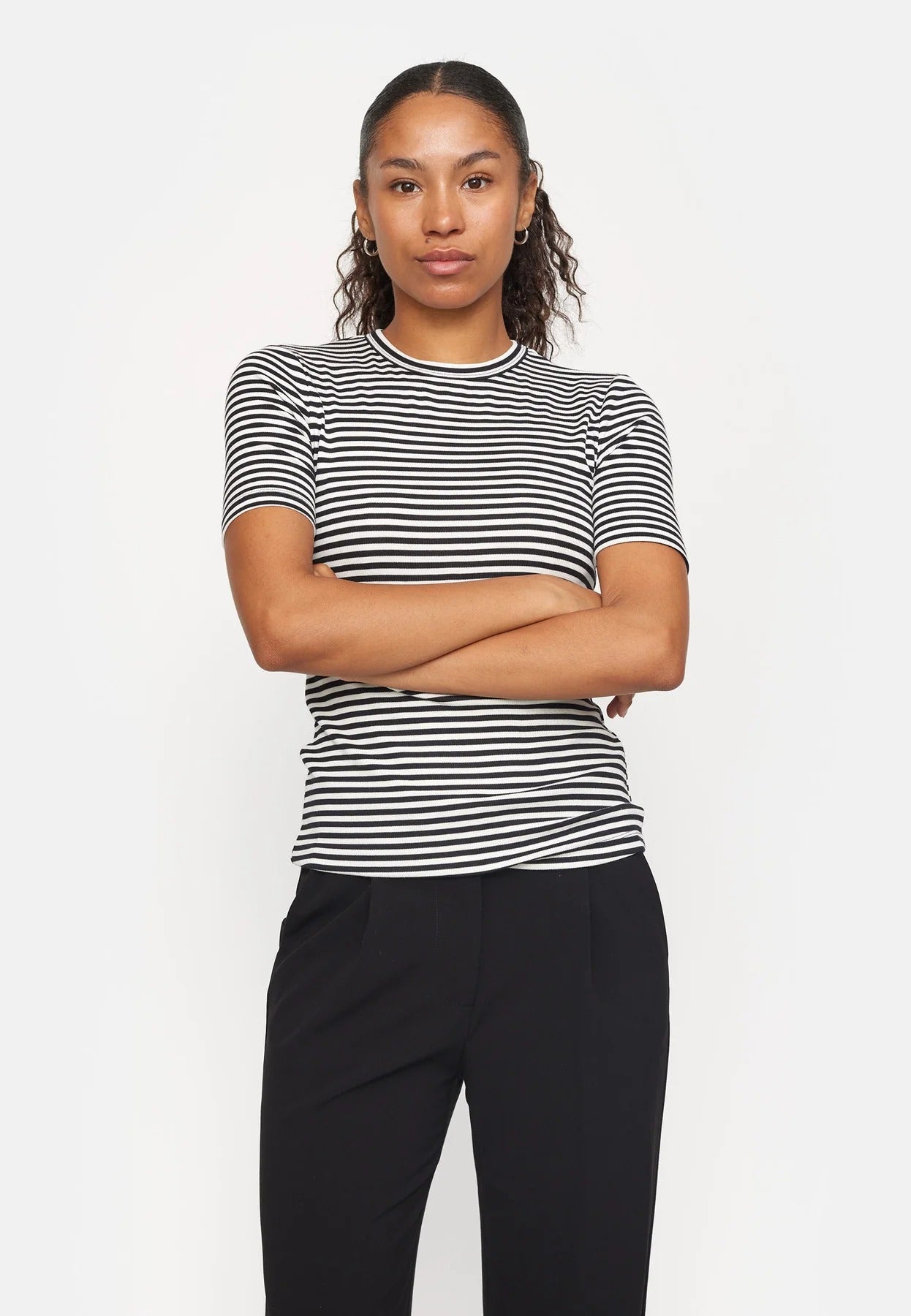 Fenja Stripe Top Black