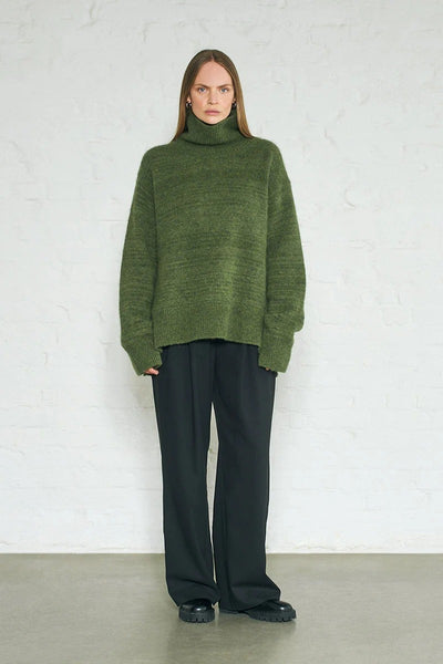 ALWYN SWEATER DK GREEN MELANGE