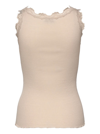 Babette Silk Top W/lace Silver lining