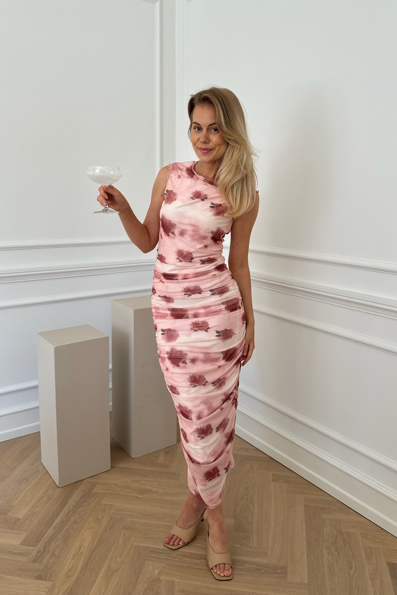 Mira Mesh Dress Rose Print