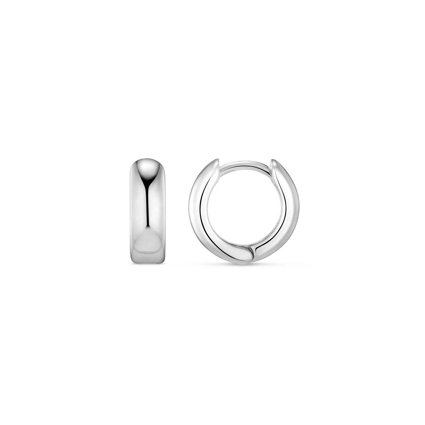 Mini Domed Clean Huggie Hoop Earrings Silver