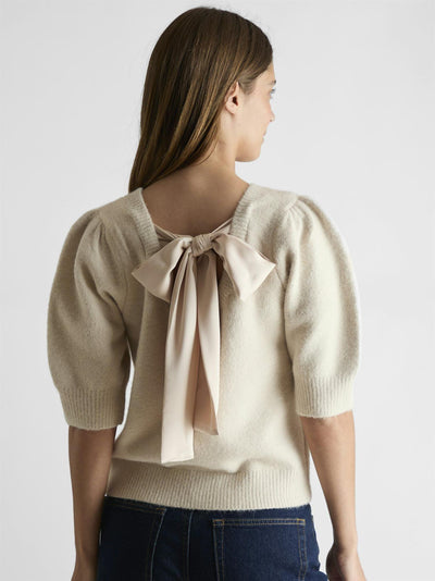 Martha Bow Knit Tee Ivory